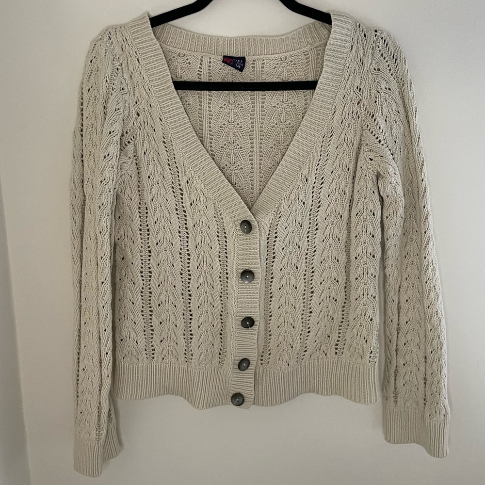 Beige Nautica button up cardigan